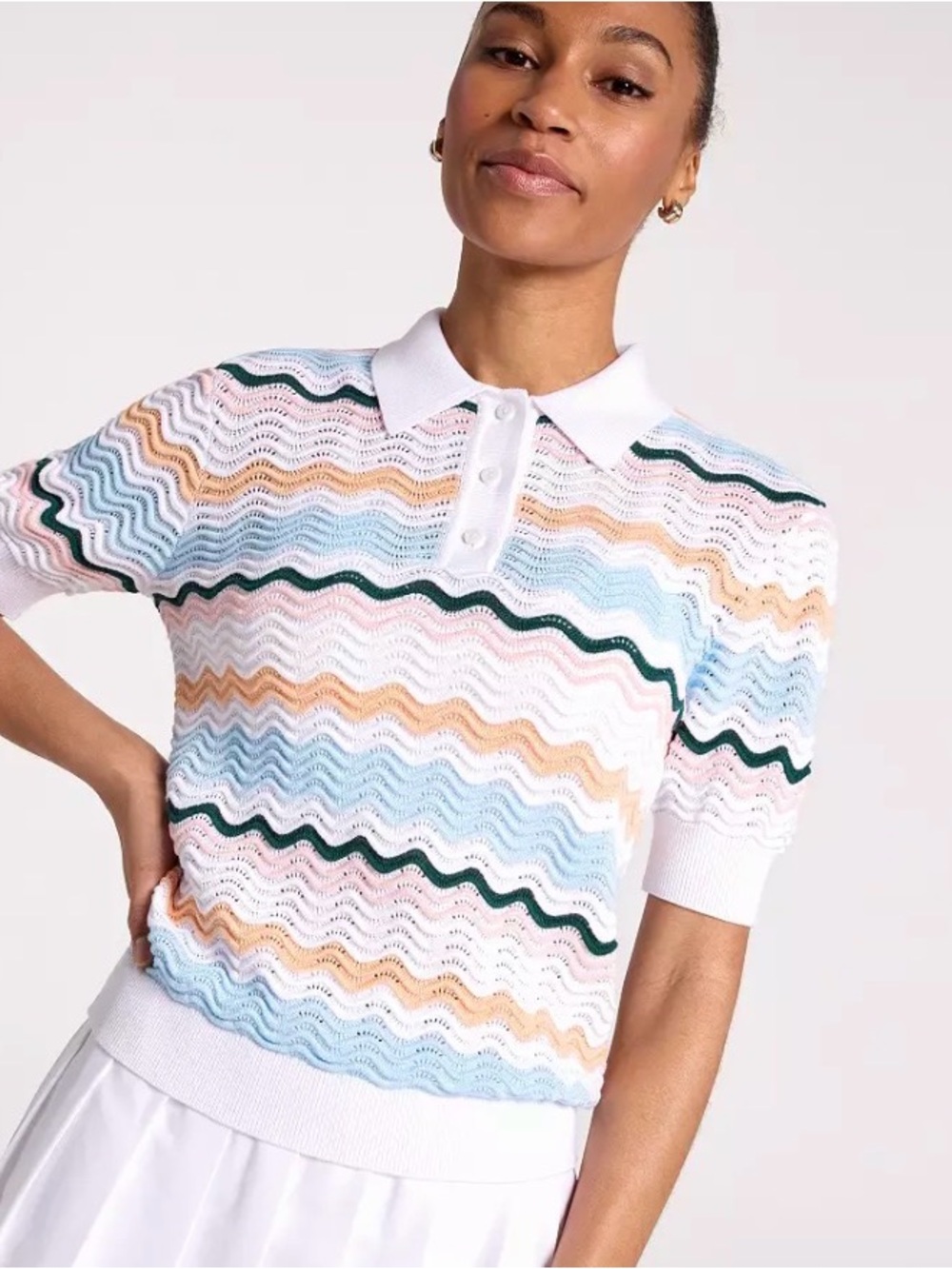 Walter Hagen Women's Clubhouse Short Sleeve Sweater Golf Polo Large NWT